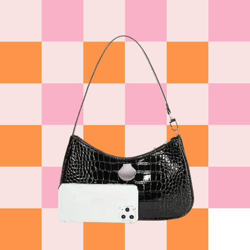 Venice Beach Shell Shoulder Bag - Black + Silver