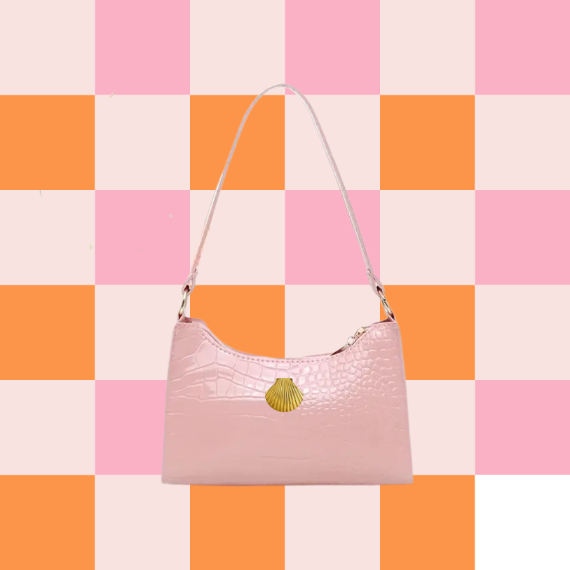 Mermaid Beach Shell Shoulder Bag - Pink + Gold