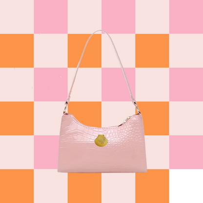 Mermaid Beach Shell Shoulder Bag - Pink + Gold