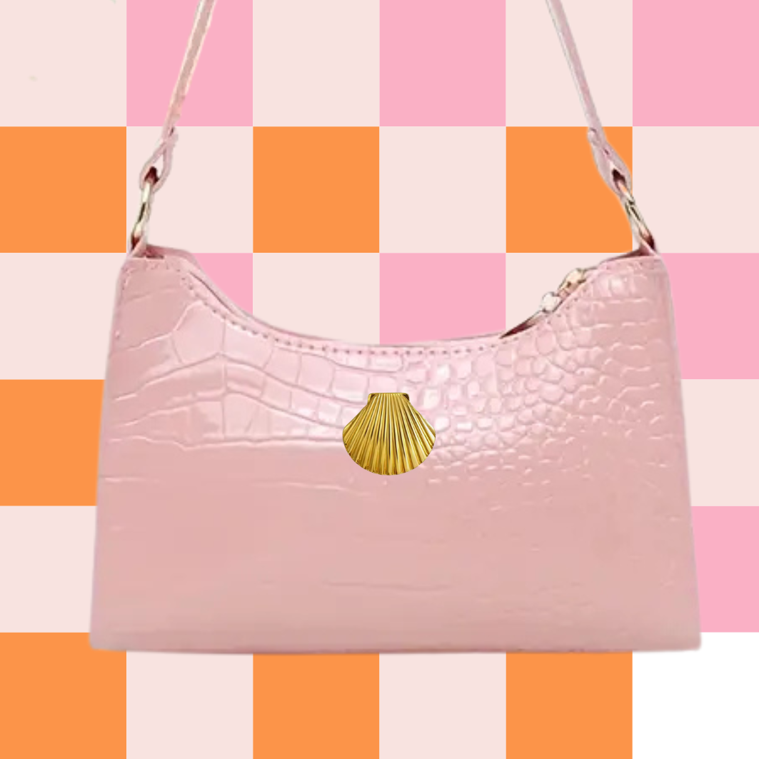 Mermaid Beach Shell Shoulder Bag - Pink + Gold