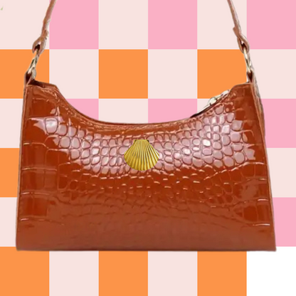 Mermaid Beach Shell Trinket Bag - Honey Brown + Gold