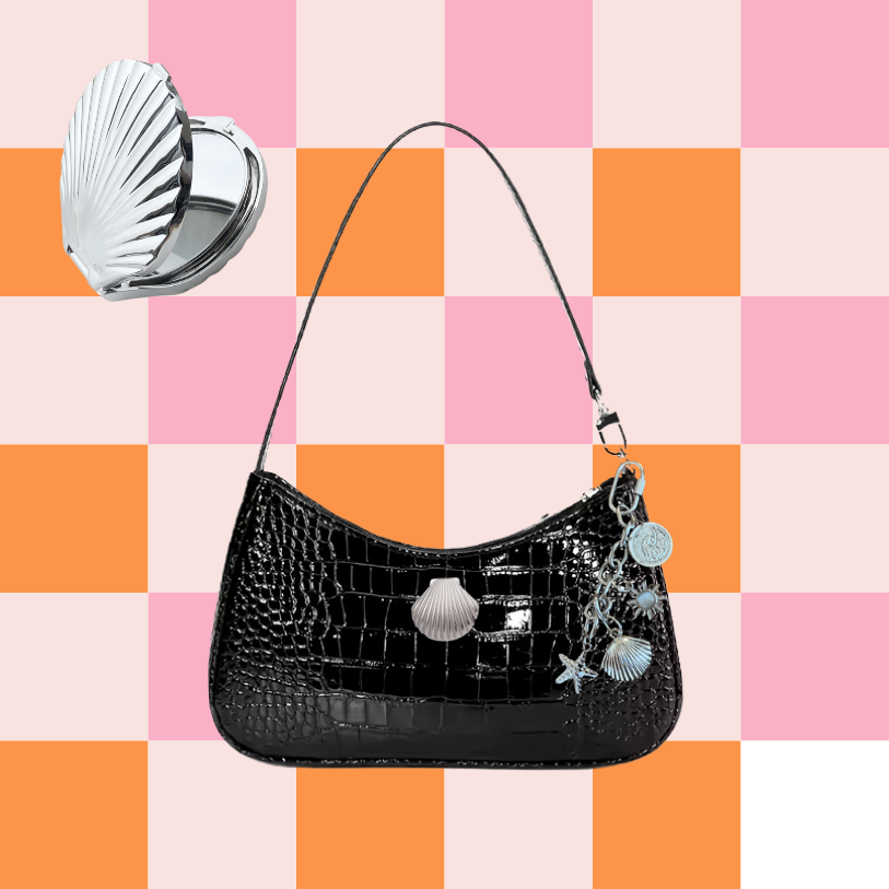 Venice Beach Shell Shoulder Bag - Black + Silver