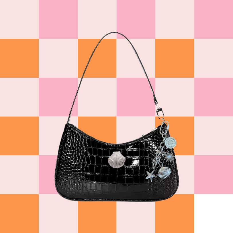 Venice Beach Shell Shoulder Bag - Black + Silver