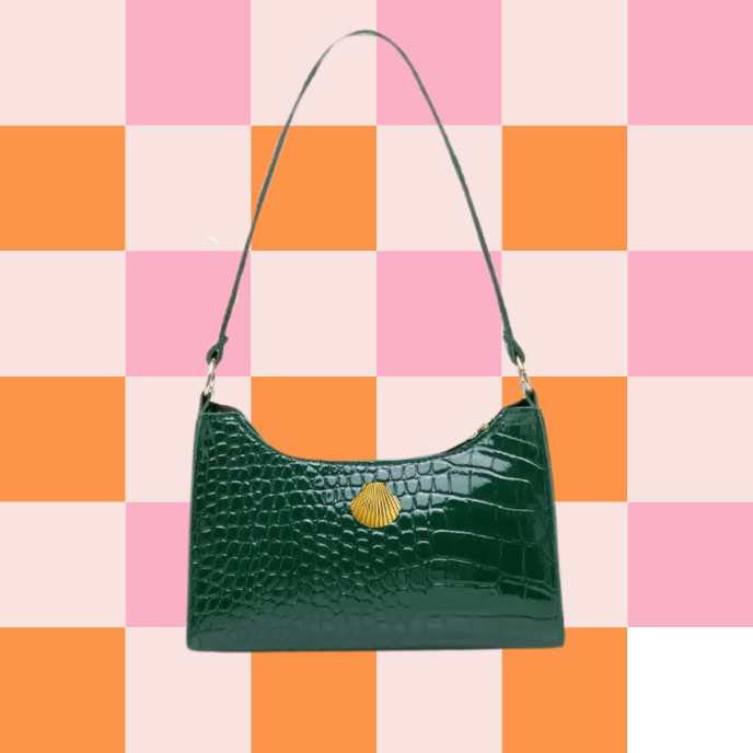 Mermaid Beach Shell Shoulder Bag - Emerald Green + Gold