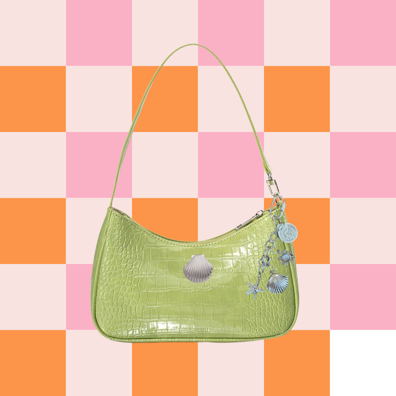 Venice Beach Shell Shoulder Bag - Brat Green + Silver