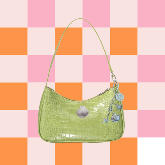 Venice Beach Shell Shoulder Bag - Brat Green + Silver