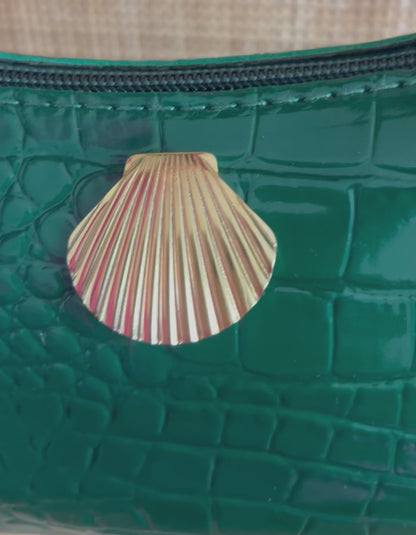 Mermaid Beach Shell Shoulder Bag - Emerald Green + Gold